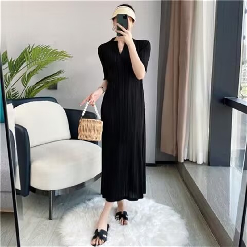 Robes de soirée robe femme maman tempérament mode jupe début du printemps et de l'été grande taille femme gros mm robe plissée ample