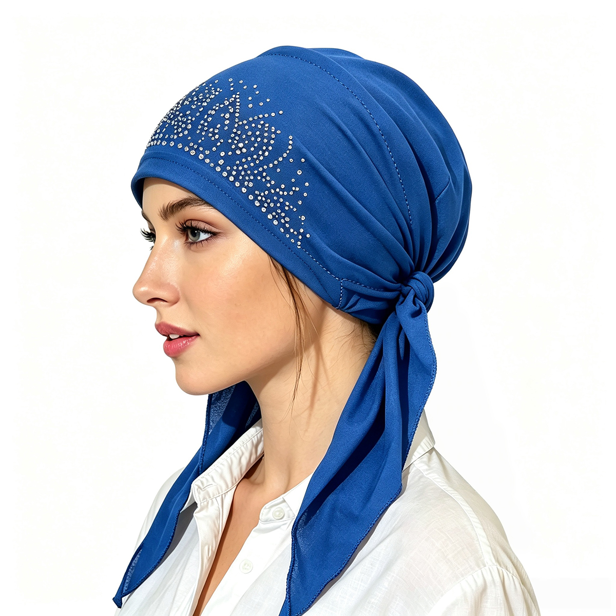Chapeau Hijab Musulman Tendance pour Femme – Bonnets Intérieurs Fins d'Été, Turban Uni avec Diamants, Foulard Indien