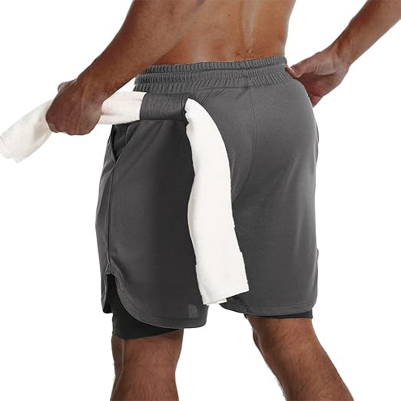 Shorts décontractés pour hommes, vêtements de sport d'été, shorts double couche pour hommes, shorts de gym, vêtements de fitness, vêtements de sport pour hommes, pantalons courts noirs à la mode pour hommes