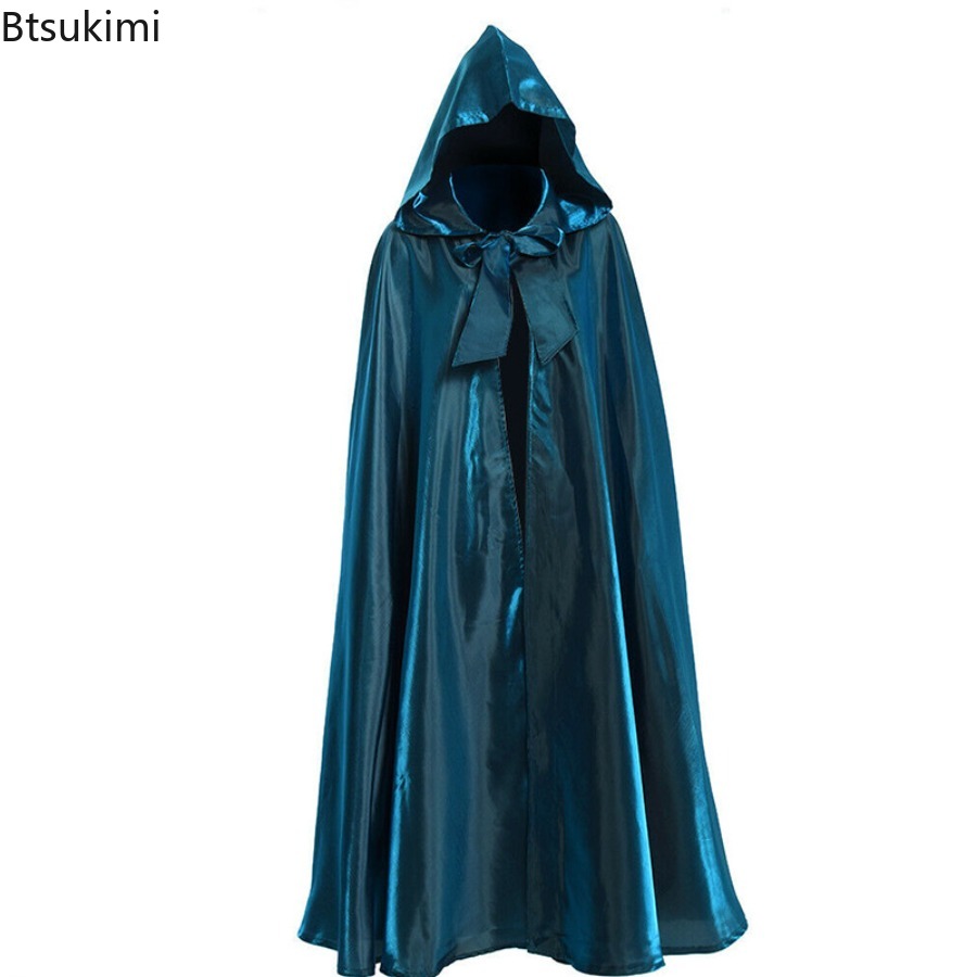 Robe longue à capuche pour femmes et hommes adultes, Cape à capuche, sorcellerie, vacances de noël, couleur unie, Cape médiévale, Costume de fête d'halloween