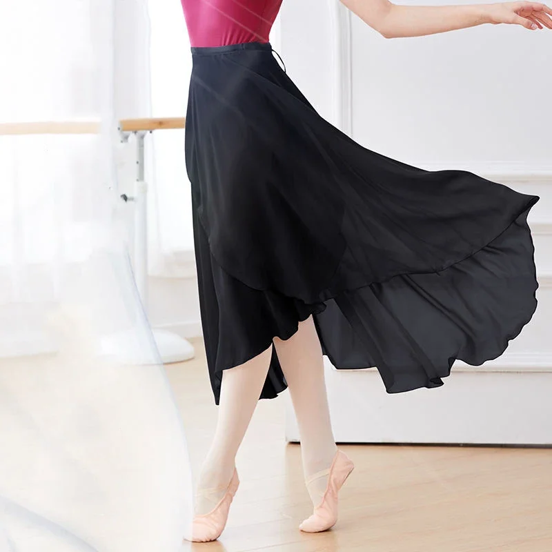 Jupe de danse Tutu de Ballet en mousseline de soie, écharpe enveloppante pour patins de danse, ballerine de gymnastique, longue jupe de Ballet lyrique pour femmes