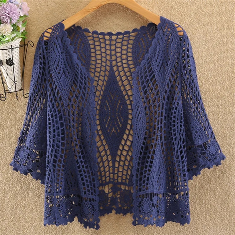 Cardigan tricoté veste femmes printemps été nouveau 2025 châle creux court résistant au soleil hauts femme décontracté tout-match mince dames manteau