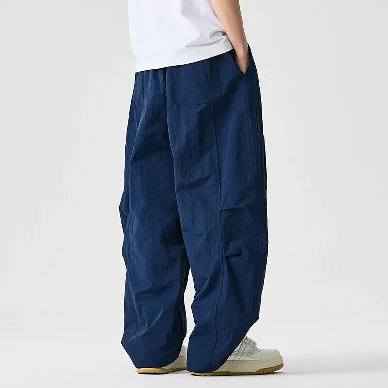 Pantalon à jambes larges pour hommes, Style japonais Harajuku, ample, décontracté, solide, confortable, taille élastique, pour la marche en plein air et la randonnée