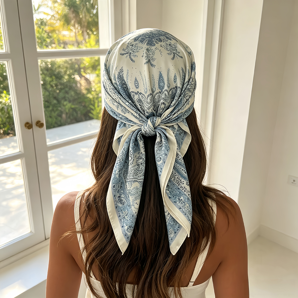 Nouveau Foulard Carré Femme 2026 – Imprimé Paisley, Bandeau Cheveux, Écharpe Douce, Voile Hijab, Foulard de Tête Féminin