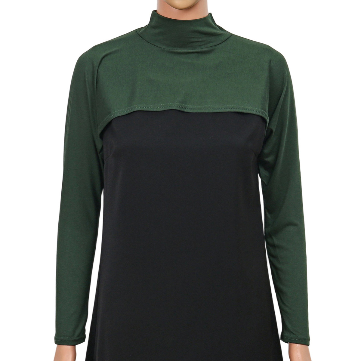 Maillot Modal élastique pour femme, manches longues, col complet, musulman, couverture de bras, haussement d'épaules, protection solaire, vêtements islamiques