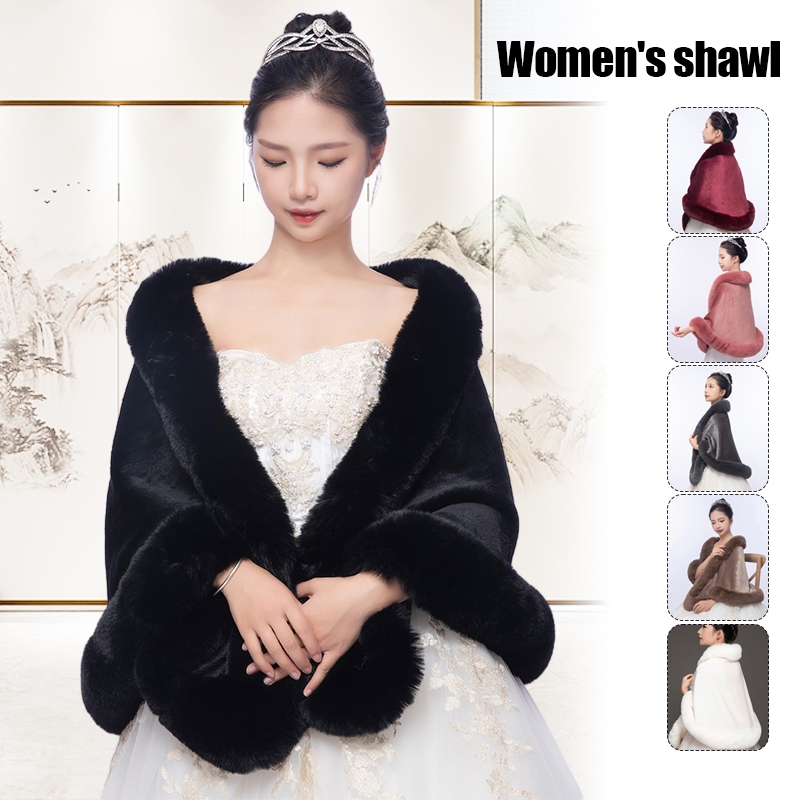 Automne hiver luxe fausse fourrure châle foulards dame en peluche écharpe étole couvrir pour la fête de mariage mariée fourrure haussement d'épaules châle Wrap Cape