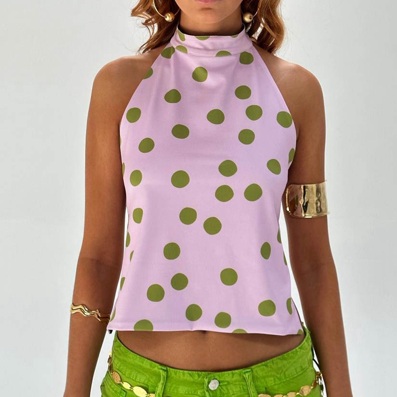 Boho Sexy dos nu vacances plage Camisoles gilet femmes Y2k imprimé graphique licou débardeur été sans manches sortie hauts courts