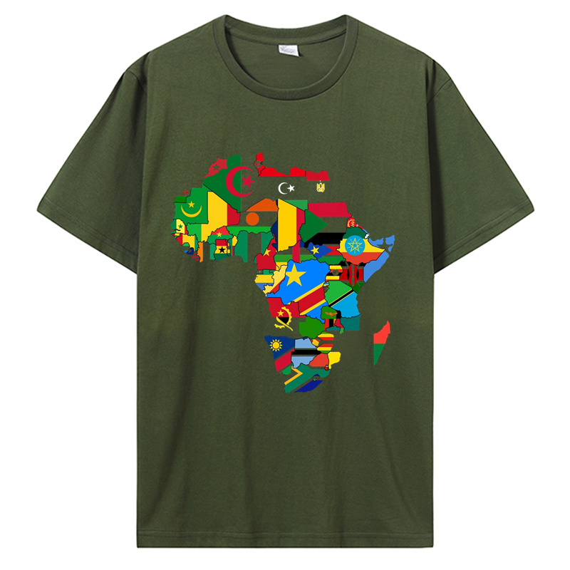 T-Shirt carte d'afrique drapeau de pays africain Collage T-Shirt mode court créatif imprimé hommes T-Shirt personnaliser t-shirts