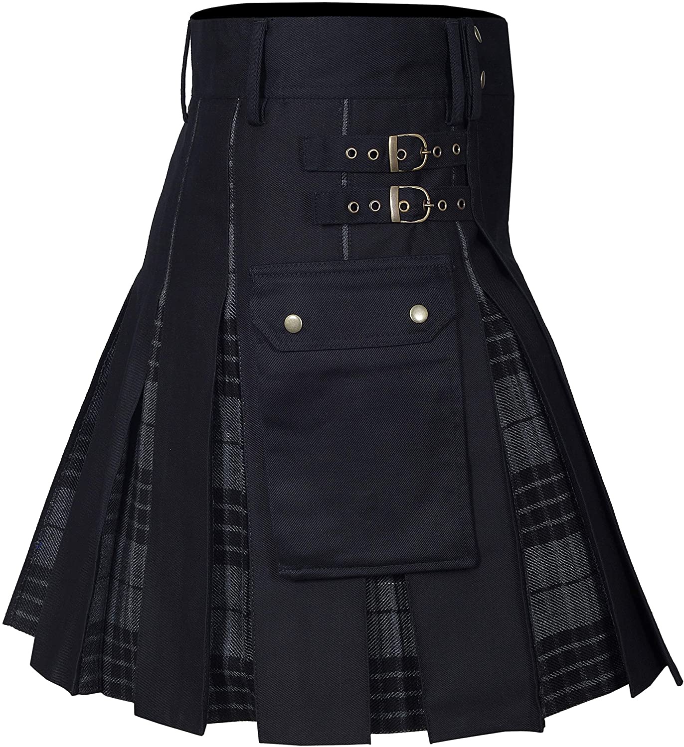 Kilts pour hommes, kilt utilitaire, kilt hybride en jean 100% coton, kilt traditionnel pour hommes en tartan plissé moderne