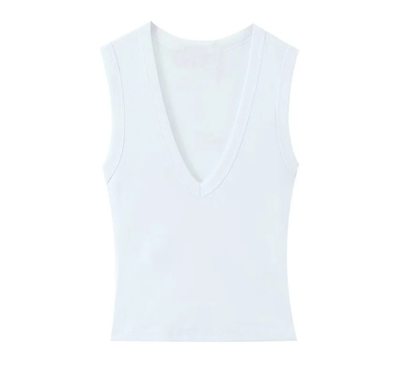 Haut pour femme Printemps 2026 Nouvelle Collection Couleur Unie Sans Manches Sexy Simple Coupe Ajustée Décontracté Tendance Polyvalent