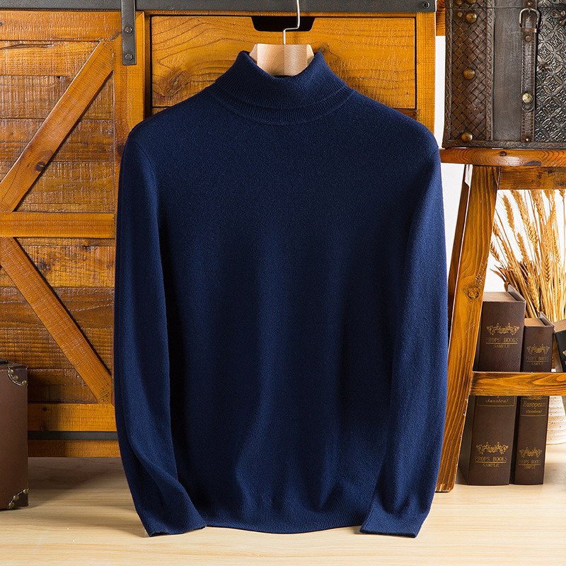 Pull à col roulé en laine de cachemire pur pour Homme, Pull tricoté doux, léger et chaud, collection automne-hiver 100%, 2023