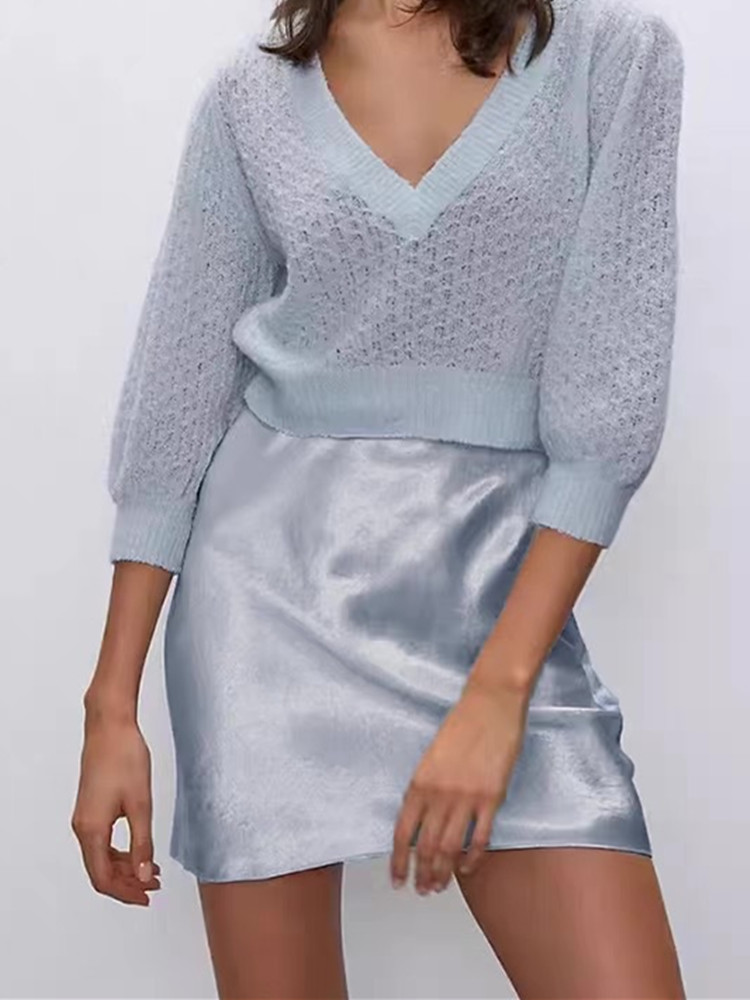 Jupe Trompette Mini en Satin 100% Soie pour Femme, Collection Printemps-Été 2026, Taille Élastique, Style Simple et Tendance, 8 Couleurs