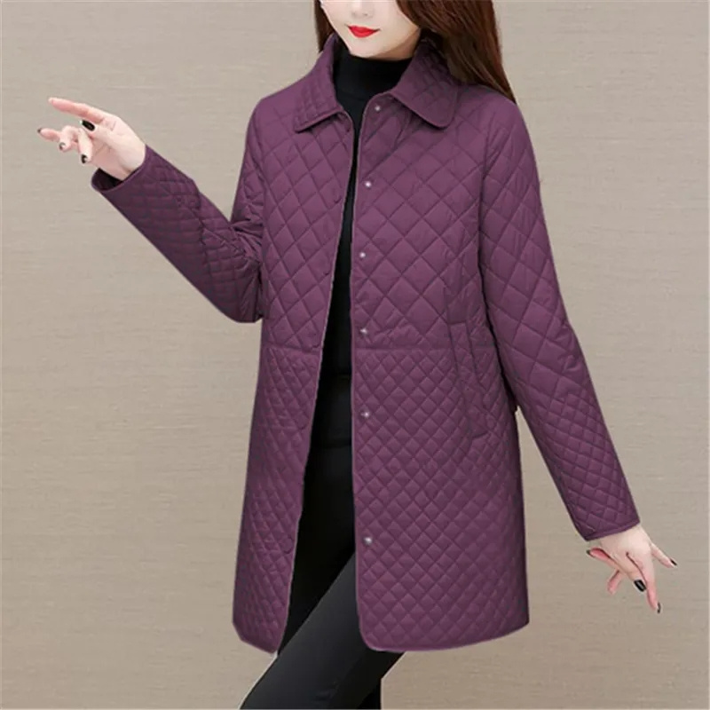 Manteaux matelassés à carreaux Midi pour femmes, mode féminine, vêtements coréens, solide, décontracté, épais, chaud, vestes à manches longues, nouvelle collection automne hiver