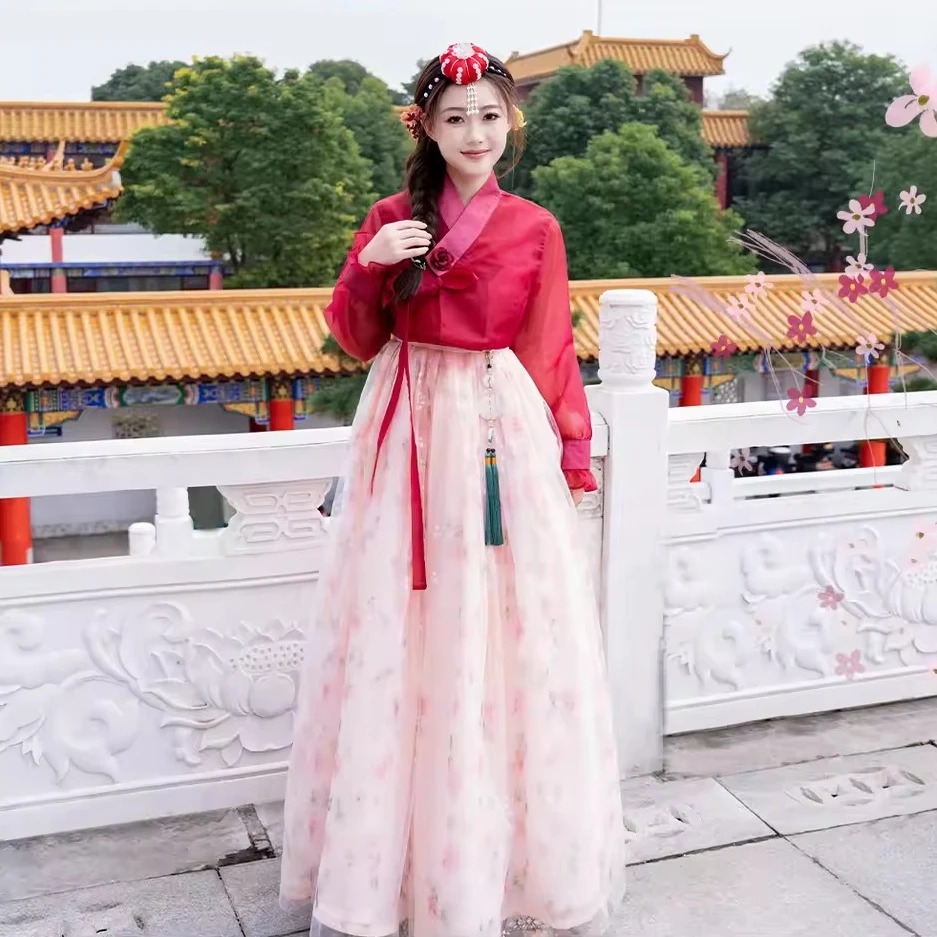 Robe Hanbok coréenne pour femmes, Costume de danse sur scène traditionnel ancien, robe de danse de spectacle de palais minoritaire