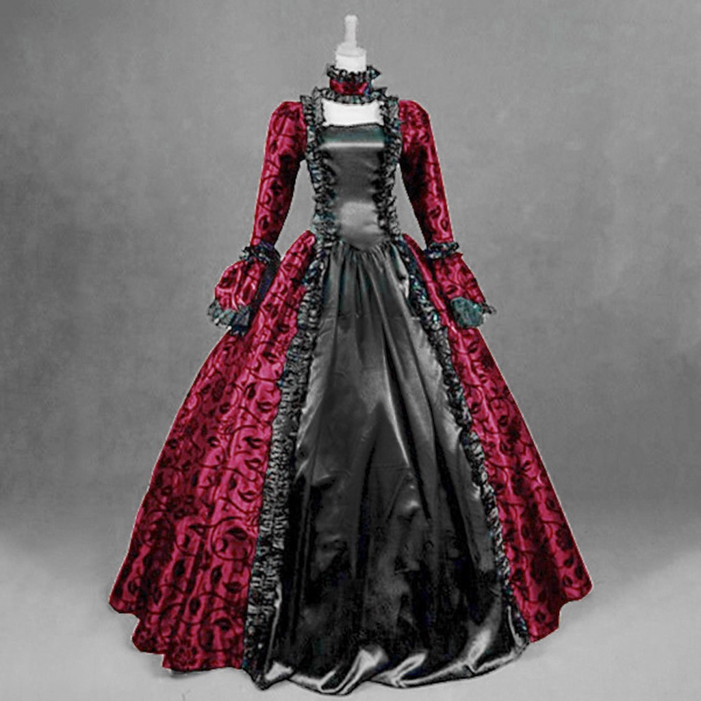 Robe gothique Vintage exquise pour femmes, rétro, imprimé Floral, robes de bal, robe de cour de la Renaissance médiévale, Costume d'halloween