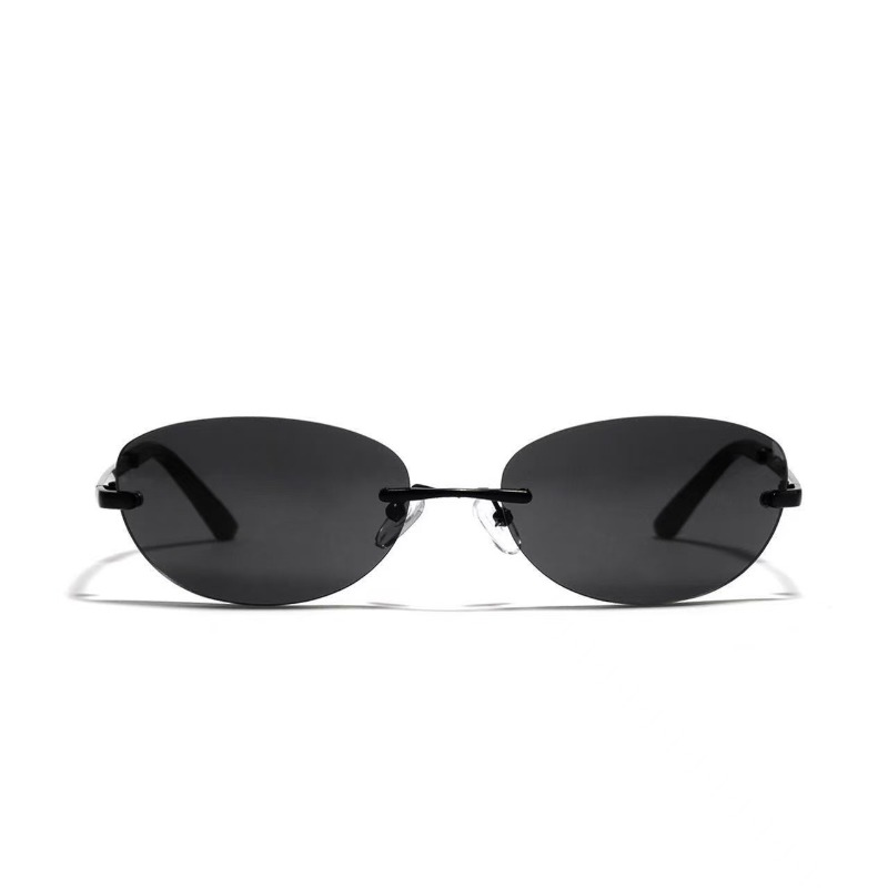 Lunettes de soleil œil de chat tendance sans monture, ovales, pour hommes et femmes, protection UV400, pour la conduite, style Y2K, verres dégradés sans cadre