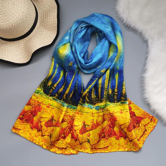 Écharpe 100 % soie pour femmes, longue, à motifs, luxueuse, en soie naturelle, châles et étoles à imprimé floral, foulard pour le cou, écharpes en soie véritable.