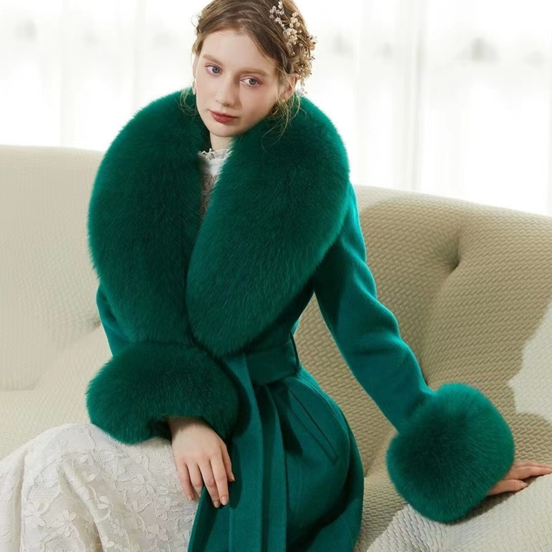 Ensemble écharpe et manchette en fourrure de renard véritable pour femme, col en fourrure naturelle, manteau de luxe, veste, châle, écharpes chaudes, mode