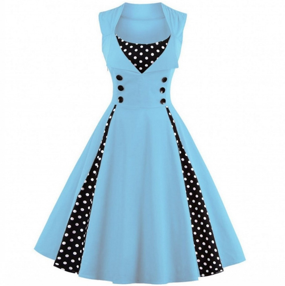 S-5XL grande taille femmes Robe Pin Up Robe rétro Vintage années 50 60 Rockabilly Dot Swing été robes féminines tunique élégante Vestido