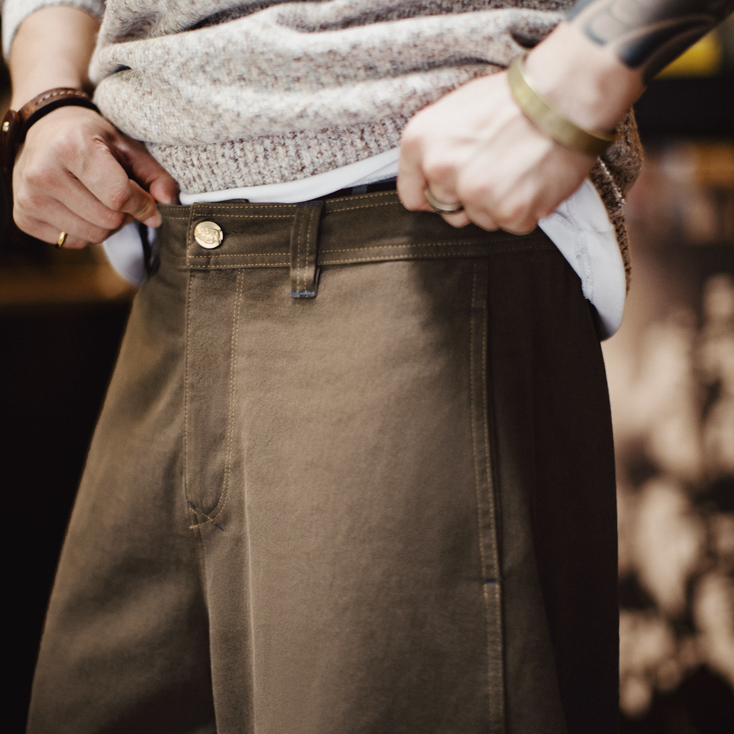 Pantalon de travail Maden pour homme, kaki, coupe bootcut, jambe large, coupe ample, style décontracté, streetwear, rétro américain