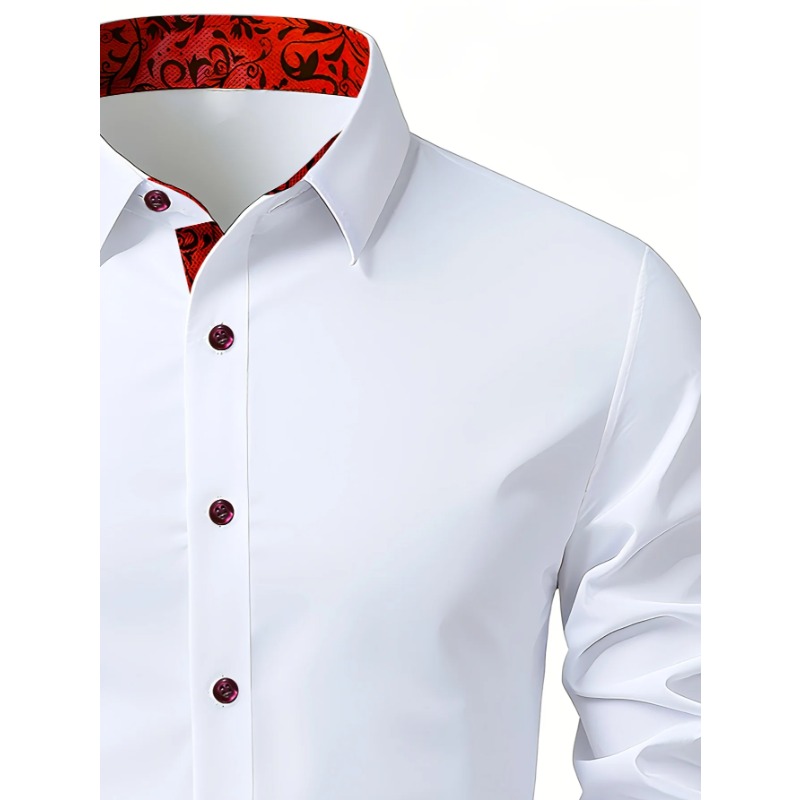 FGKKS hommes chemise blanche mode tout nouveau Patchwork à manches longues intelligent décontracté élastique quatre saisons homme chemise d'affaires