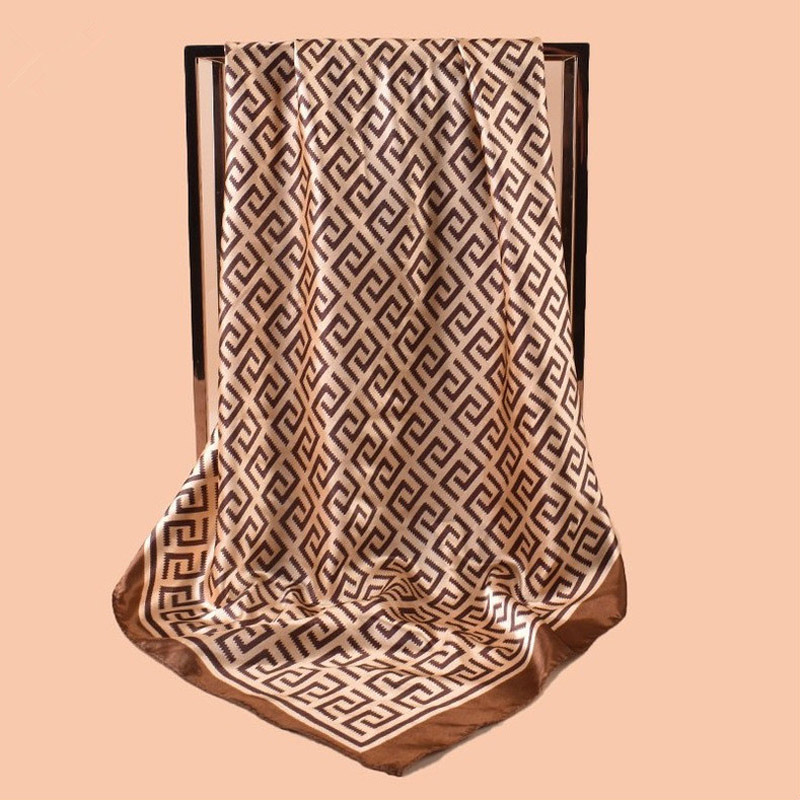 Foulard en soie de haute qualité, couvre-chef pour femmes, quatre saisons, Hijab, Bandana de luxe, 90x90cm