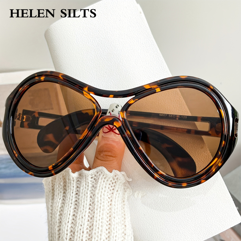 Marque de luxe Designer surdimensionné lunettes de soleil ovales femmes 2025 nouveau populaire bicolore Vintage lunettes de soleil hommes Punk lunettes de soleil UV400