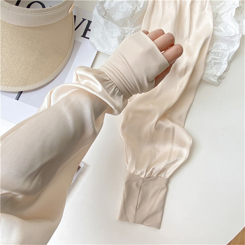 Manchon de protection solaire en soie glacée pour femme, ample, pour le cyclisme, le tennis et les activités sportives en extérieur, anti-UV, anti-brûlure solaire