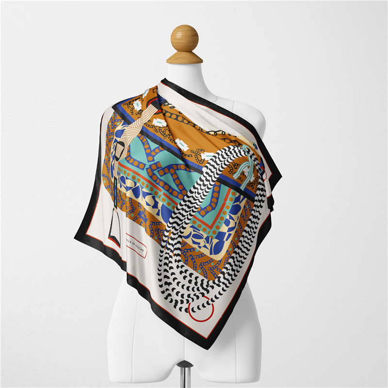 53CM marque foulards en soie couleur cheval 100% foulard en soie femmes châles Design de luxe Hijab écharpe mode foulards carrés foulard