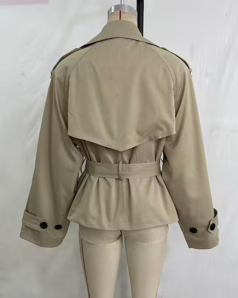 Veste Courte Ceinturée Khaki pour Femme, Nouvelle Collection Printemps 2026, Tendance Automne, Chic et Décontractée, Vêtement d'extérieur pour Femme