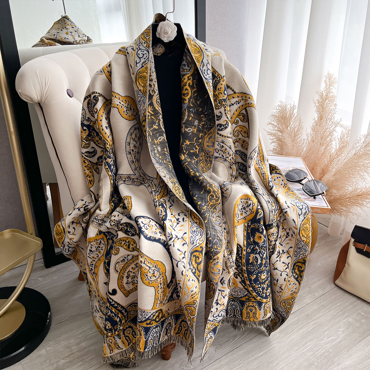 Nouveau luxe hiver Paisley double face cachemire Jacquard foulards de haute qualité femmes épaissir Wrap châle dames laine Pashmina écharpe