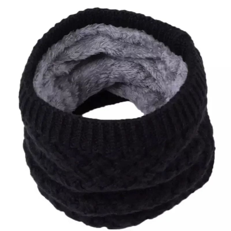 Écharpe de cou unisexe d'hiver tricotée en laine épaisse, foulard chaud, protection de la colonne cervicale, boucle d'extérieur, anneau de villosités