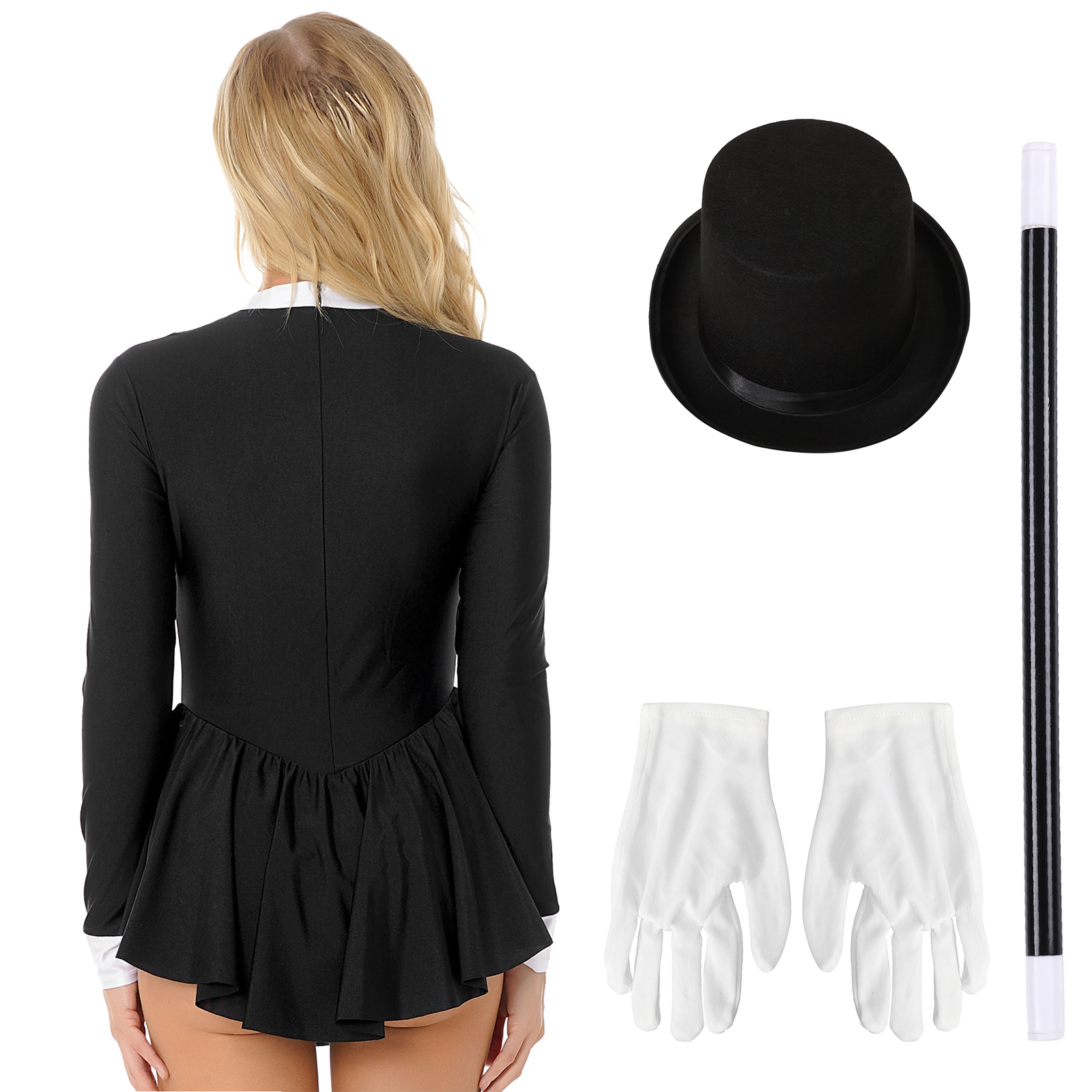 Costume de magicien pour femmes, justaucorps de smoking pour adultes, vêtements de club, vêtements de danse de patinage artistique, Cosplay, fête de carnaval, déguisement de jeu de rôle