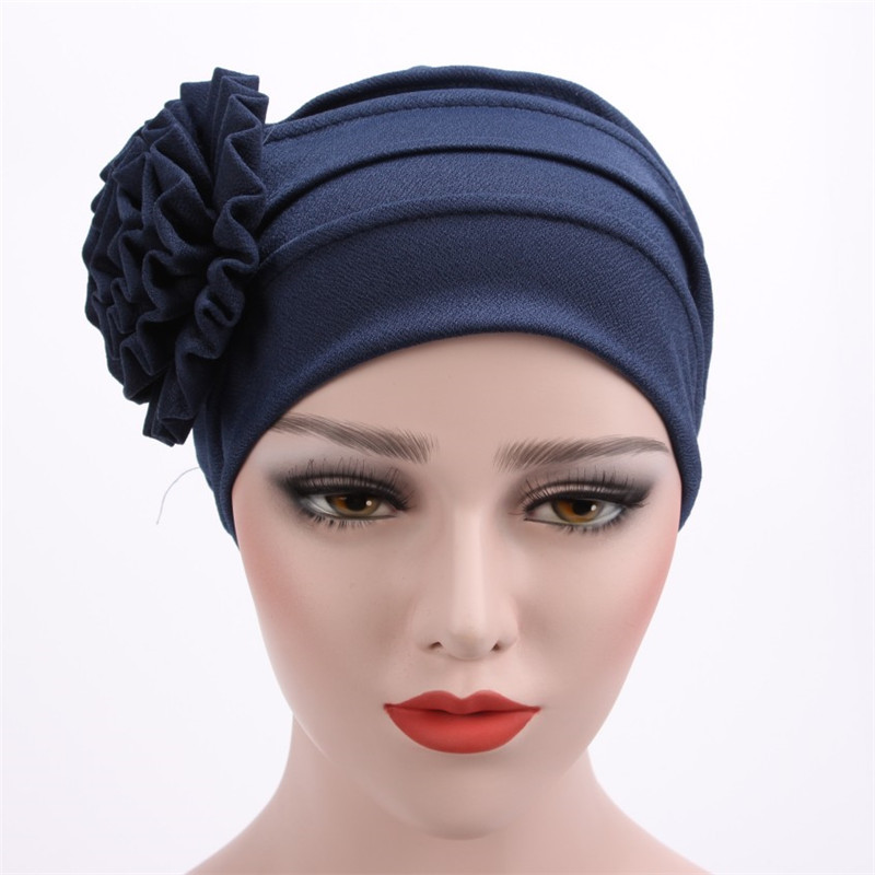 Élégant brillant Turban casquette femmes musulman Hijab islamique Jersey chimio casquette grande fleur foulard dames tête enveloppement couverture Hijab écharpe