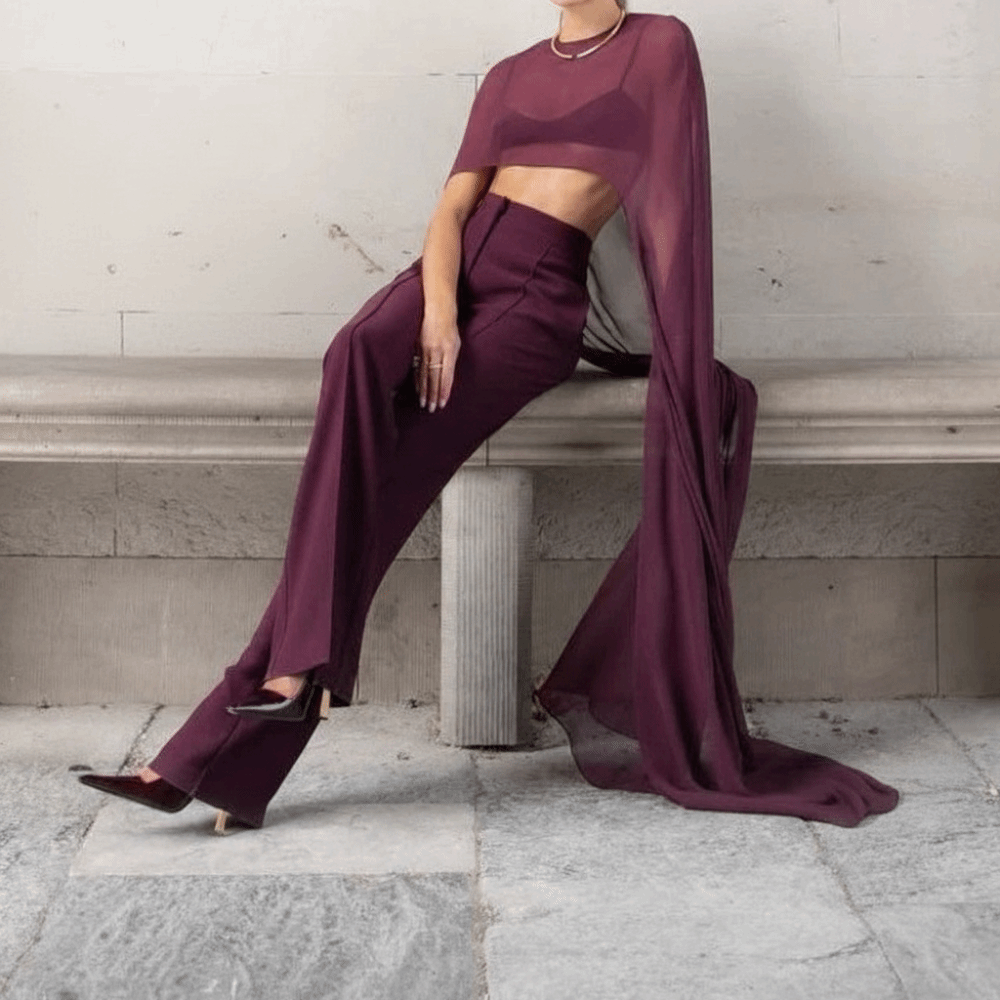 Élégante cape longue en mousseline de soie, châle en maille à pois de couleur unie, style fin, pour soirées et événements