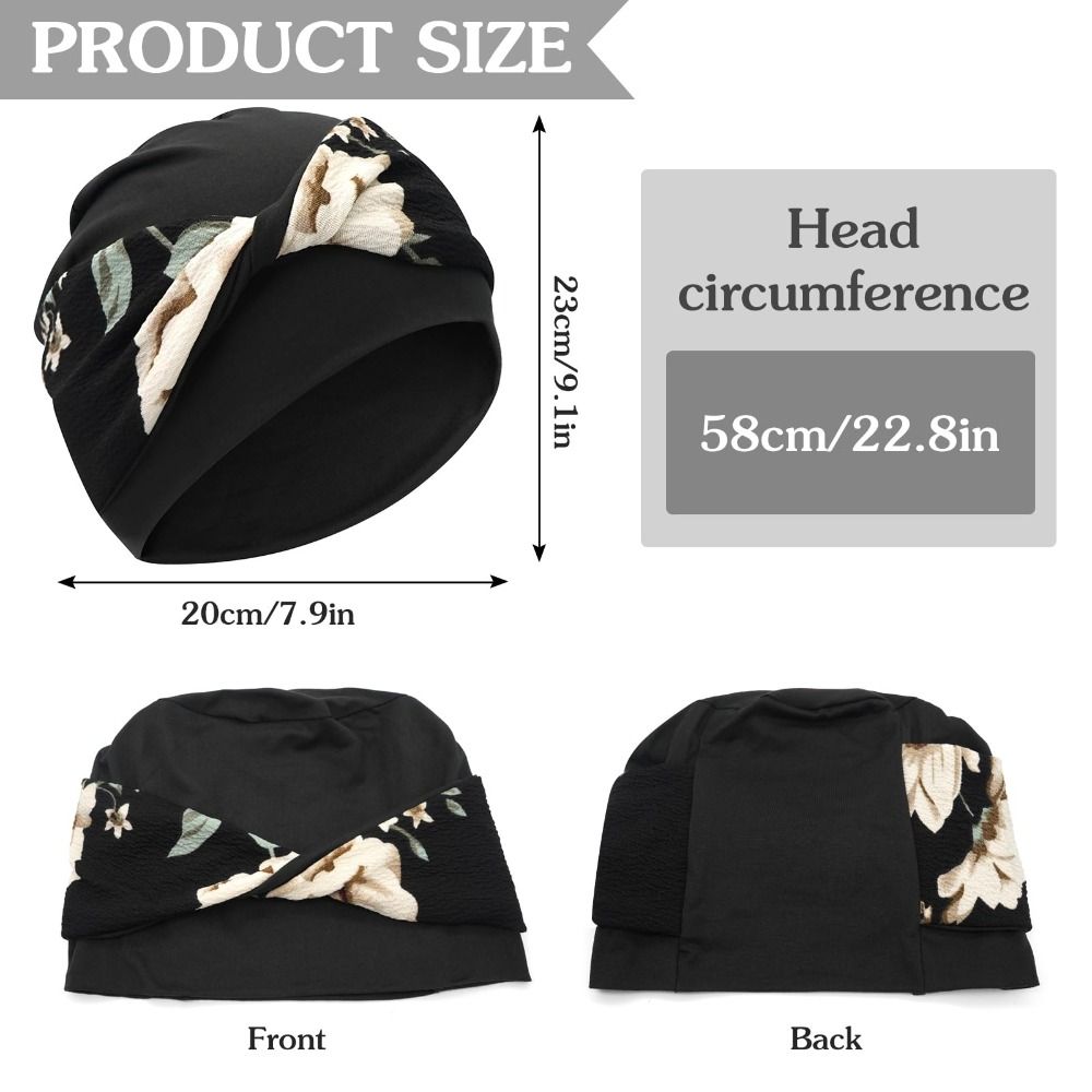 Chapeau Chimio Décontracté à Nœud Imprimé Floral, Élastique et Extensible, Turban Doux et Respirant pour Chimiothérapie