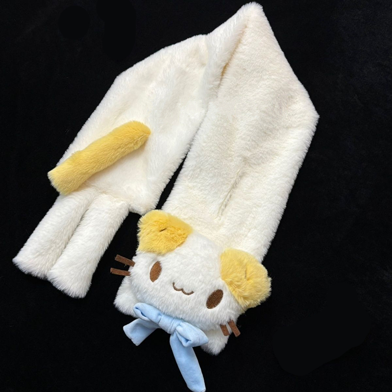 Masyumaro moelleux Fuwa Nyanko chat écharpe en peluche femmes Kawaii mignon hiver foulards cou plus chaud