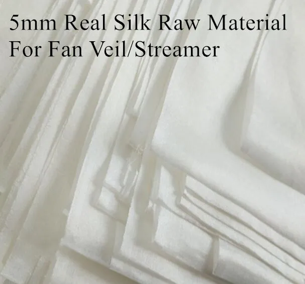 5 Mommes Habotai culte soie matière première danse du ventre ventilateur voiles Streamer tissu bricolage matériel pur blanc
