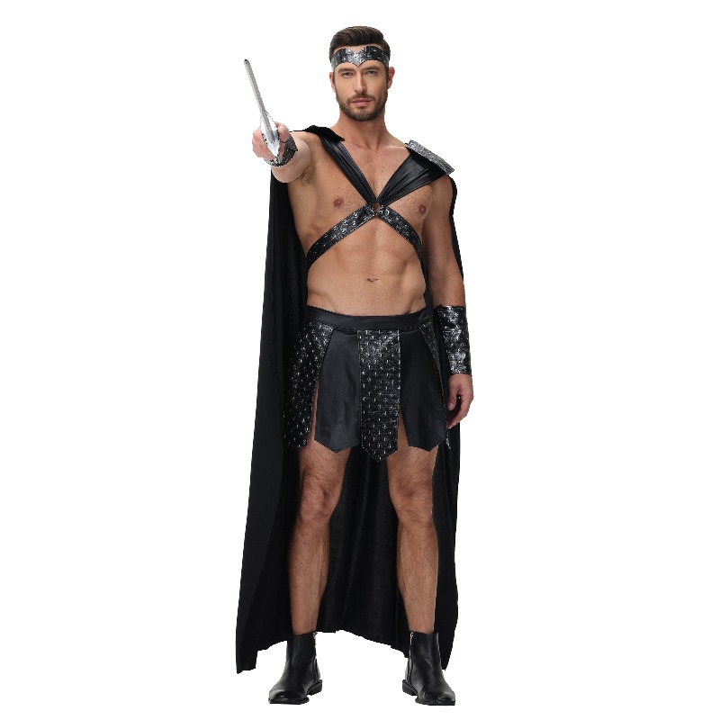 Costume de guerrier spartiate pour homme, tenue de gladiateur romain avec cape, cosplay d'Halloween pour le carnaval