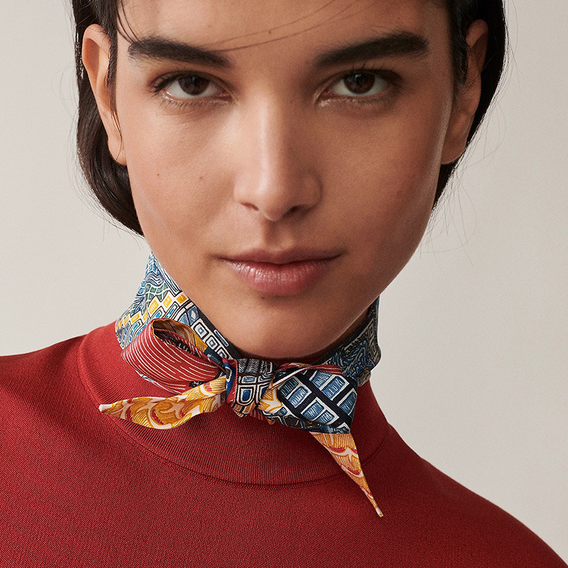InjRing-Foulard Imprimé pour Femme, Double Couche, 86x5cm, Sous la présidence, Mode Automne 100%, 2023