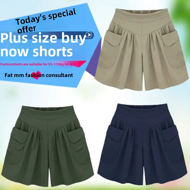 Vêtements pour femmes grande taille, Shorts d'été européens et américains à jambes larges, pantalons chauds polyvalents, mode d'été pour femmes