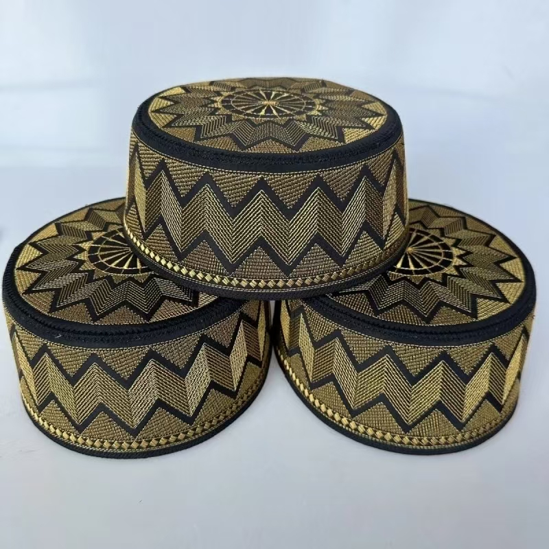 Casquettes musulmanes pour hommes, vêtements de prière Eid Ramadan avec broderie, chapeaux de dinde islamique, Turban doré, foulard élégant