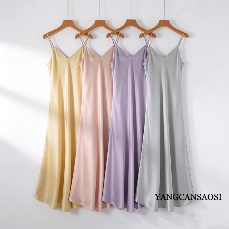 Robe en Satin de mûrier naturel pour femmes, nouvelle mode 2026, 21MM, 100% soie de mûrier, uni, étendue, française, Sexy, bretelles réglables, couleur unie