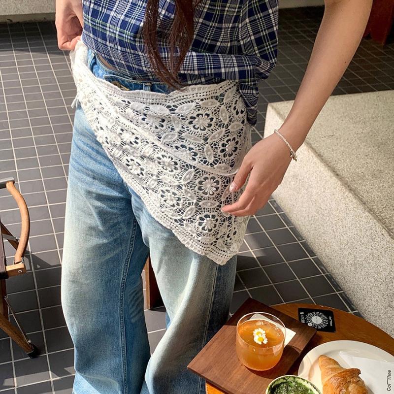 Écharpe Bandana en dentelle d'été, foulard Triangle de Style coréen, ceinture de taille Boho pour filles, accessoires Photo de campagne