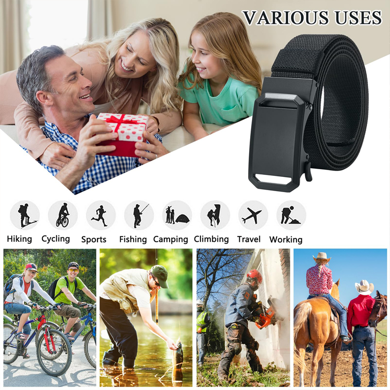 Ceinture tactique en toile pour homme avec boucle automatique en métal, durable, décontractée, pour la chasse, l'aventure, l'entraînement, les jeans et les pantalons