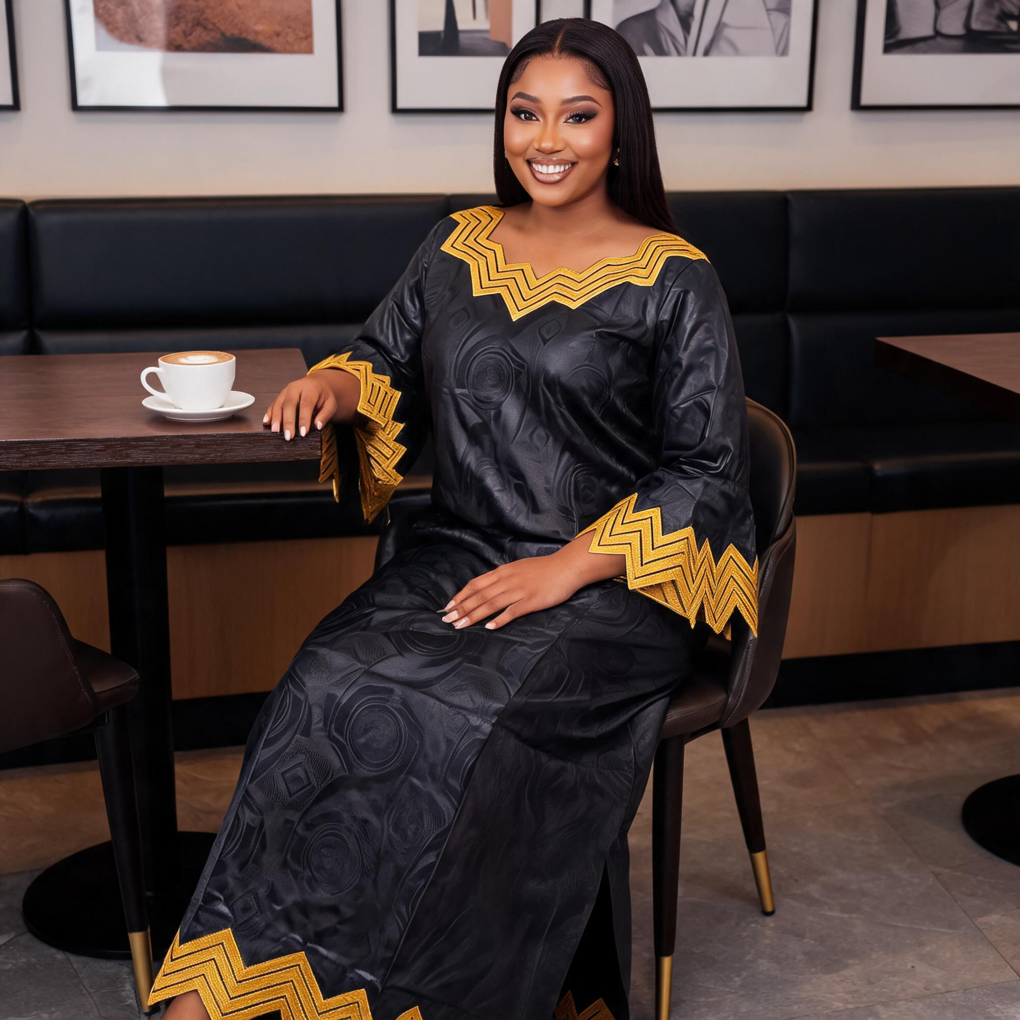 Robes africaines pour femmes grande taille, robe longue en bazin riche avec broderie et écharpe