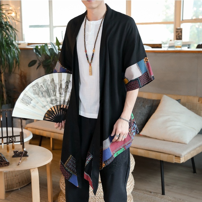 Cardigan Kimono japonais pour hommes, Haori Yukata, Costume de samouraï, vêtements, veste Kimono pour hommes, chemise Yukata Haori