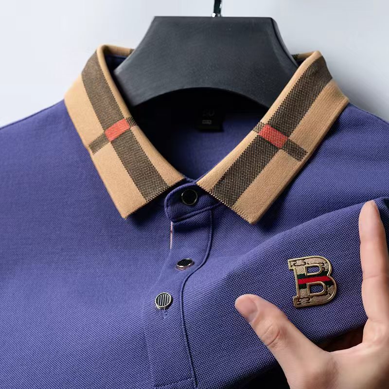 Polo à manches courtes avec logo de marque de luxe pour hommes, nouveau t-shirt d'été haut de gamme en coton et soie respirant, vêtements décontractés à la mode