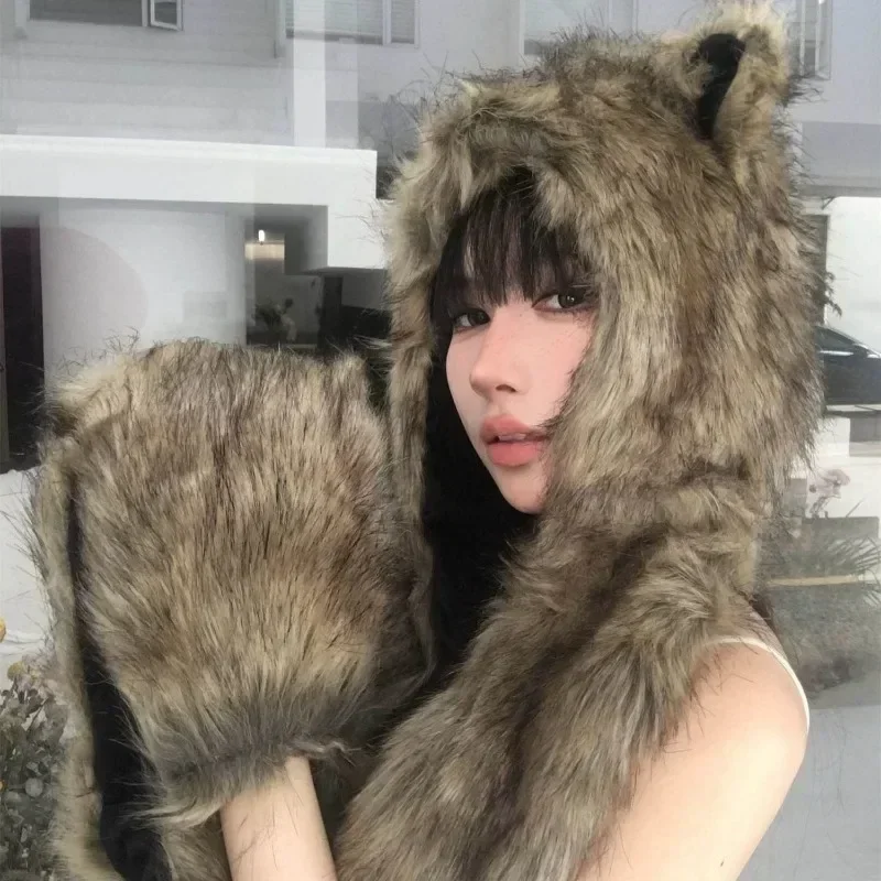 2025 Designer Style cachemire femmes hiver chapeau cagoule casquette automne hiver chapeaux chaud pull Snood chapeau col Bonnet ours casquette