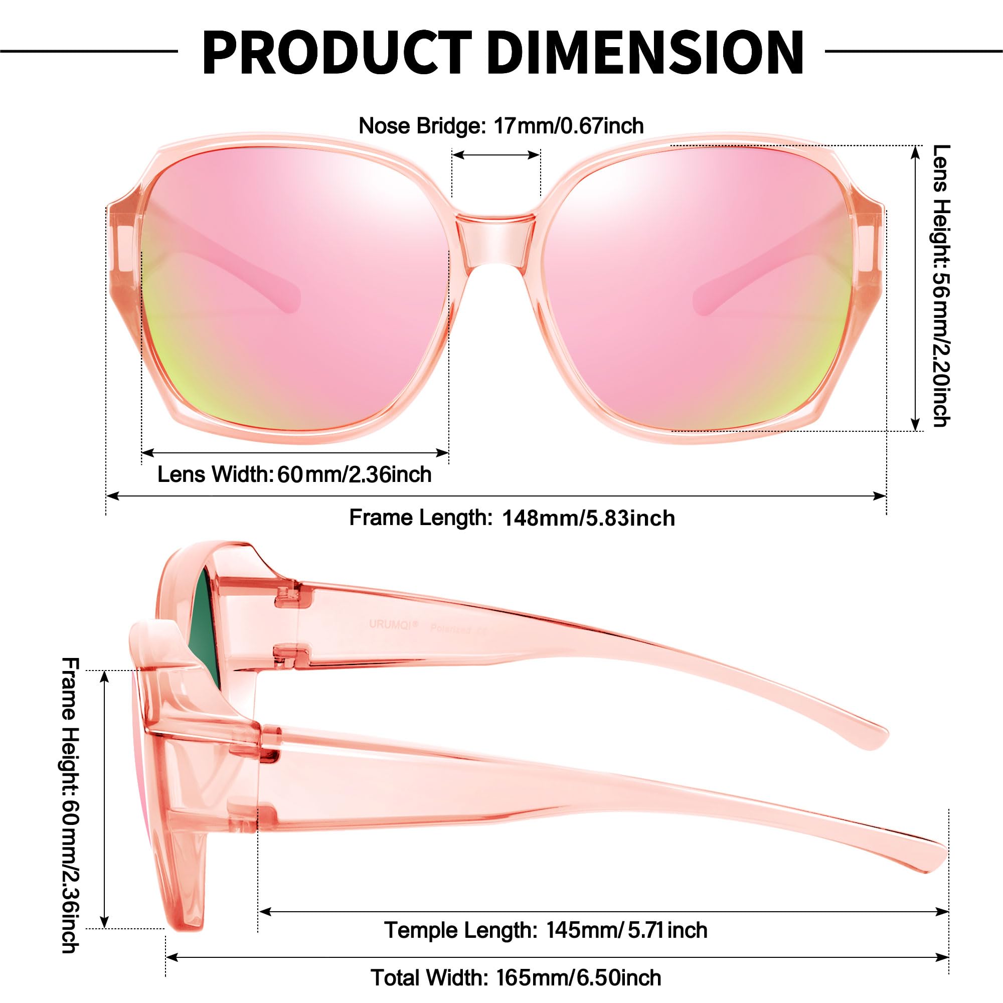 Lunettes de soleil surdimensionnées à porter par-dessus des lunettes pour femmes, protection UV400, lunettes carrées extra larges